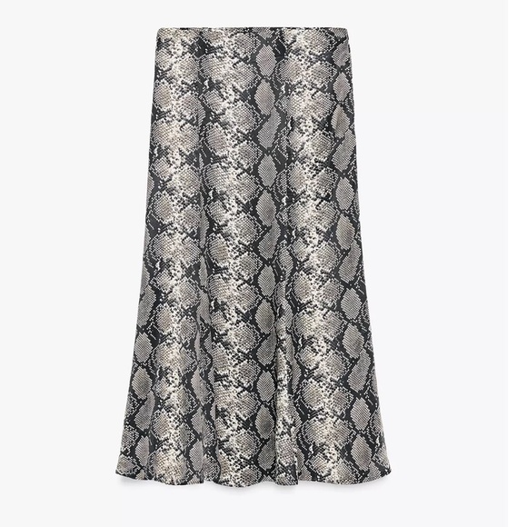 Zara NWT snake skin satin midi skirt - Picture 2 of 13